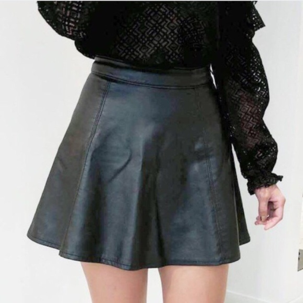 HM Faux Leather Flare Skirt